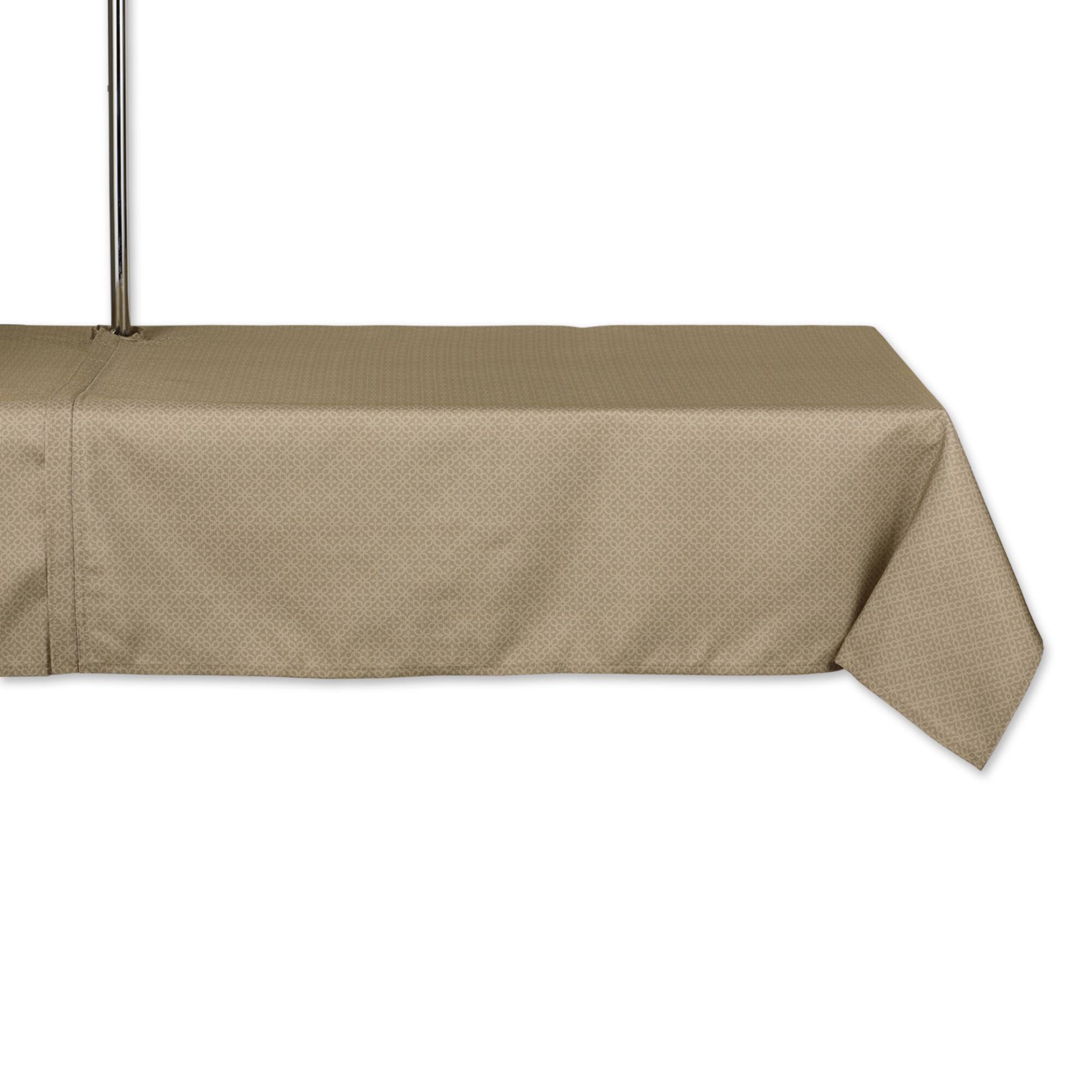 Stone Tonal Lattice Print Outdoor Tablecloth With Zipper 60" x 120"